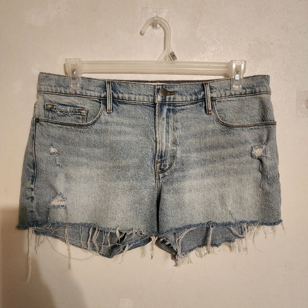 Frame Le Cutoff Raw Frayed Hem 3" Distressed Denim Shorts Size 32